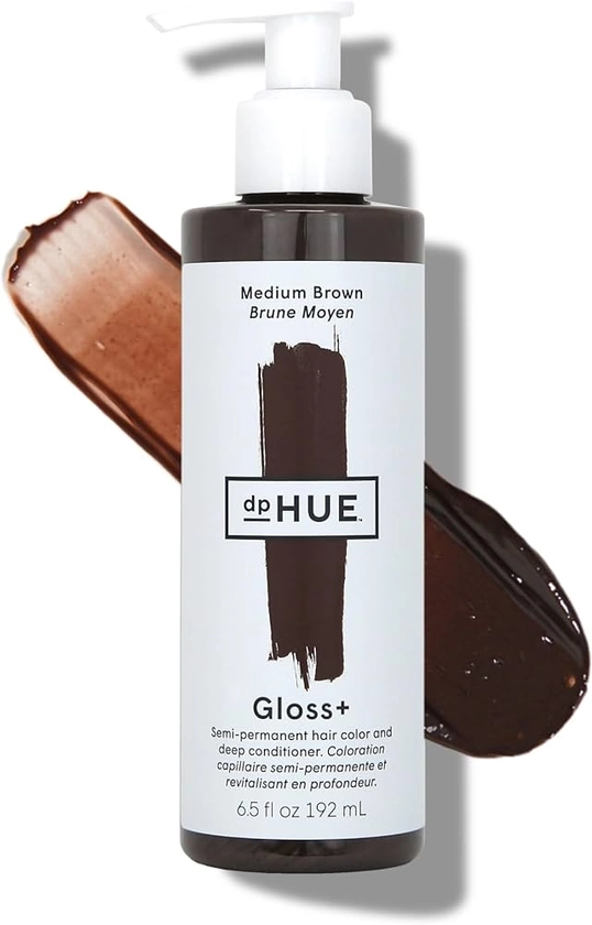 dpHUE Gloss+, Medium Brown - 6.5 oz - Semi-Permanent Hair Color & Conditioner - Lasts Up to Eight Washes - Paraben, SLS & SLES Sulfate Free - Vegan, Leaping Bunny Certified