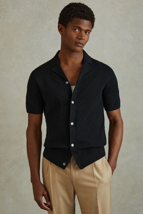 Buy Reiss Navy Biarritz Cotton Cuban Collar Shirt from the Next UK online shop