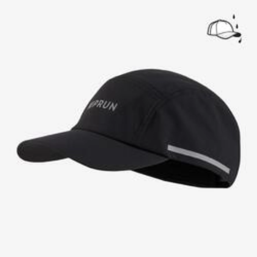 Casquette de running pluie Homme Femme - KIPRUN déperlante 5 panel noir