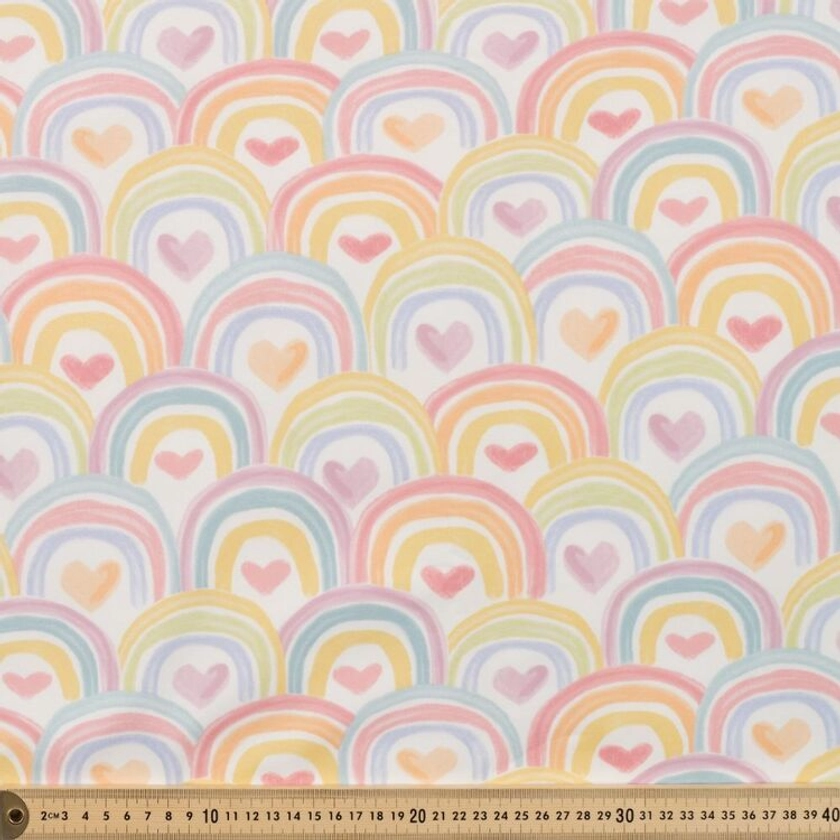Rainbows Printed 145 cm Soft Shell Fleece Fabric Multicoloured