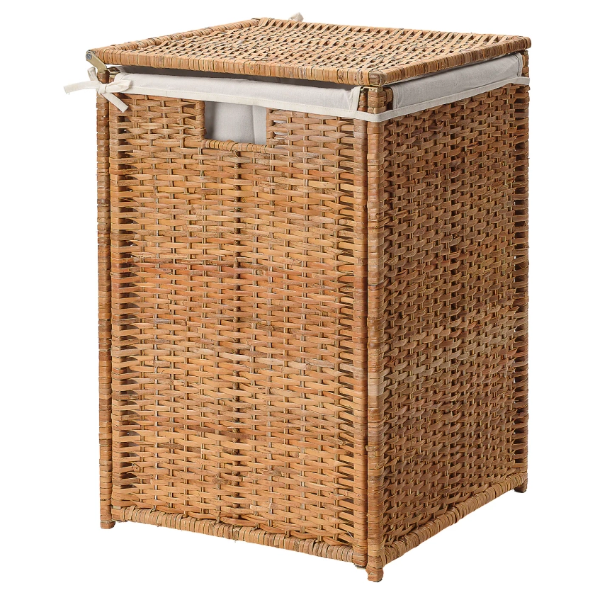 BRANÄS Panier à linge, intérieur tissu - rotin 80 l