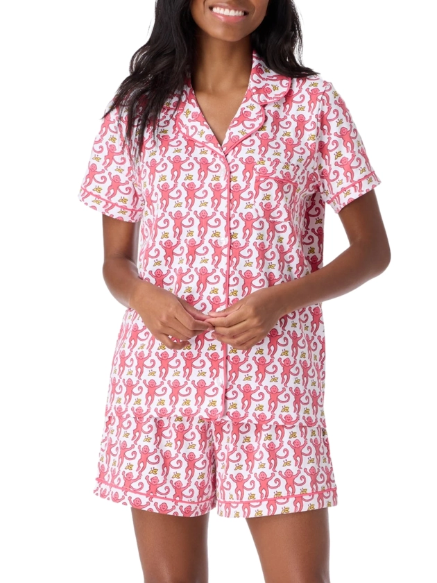 JBEELATE Womens Cute Monkey Pajama Set Preppy Pjs Shorts Y2k Floral 2 Piece Matching Pj Set Short Sleeve Pajama Shirts Sets - Walmart.com