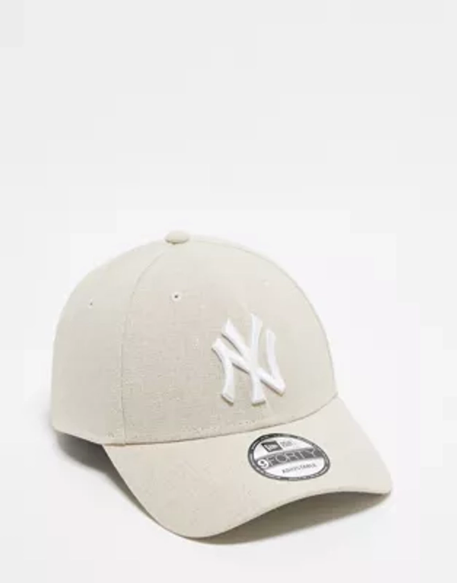 New Era New York Yankees Linen 9forty cap in off white