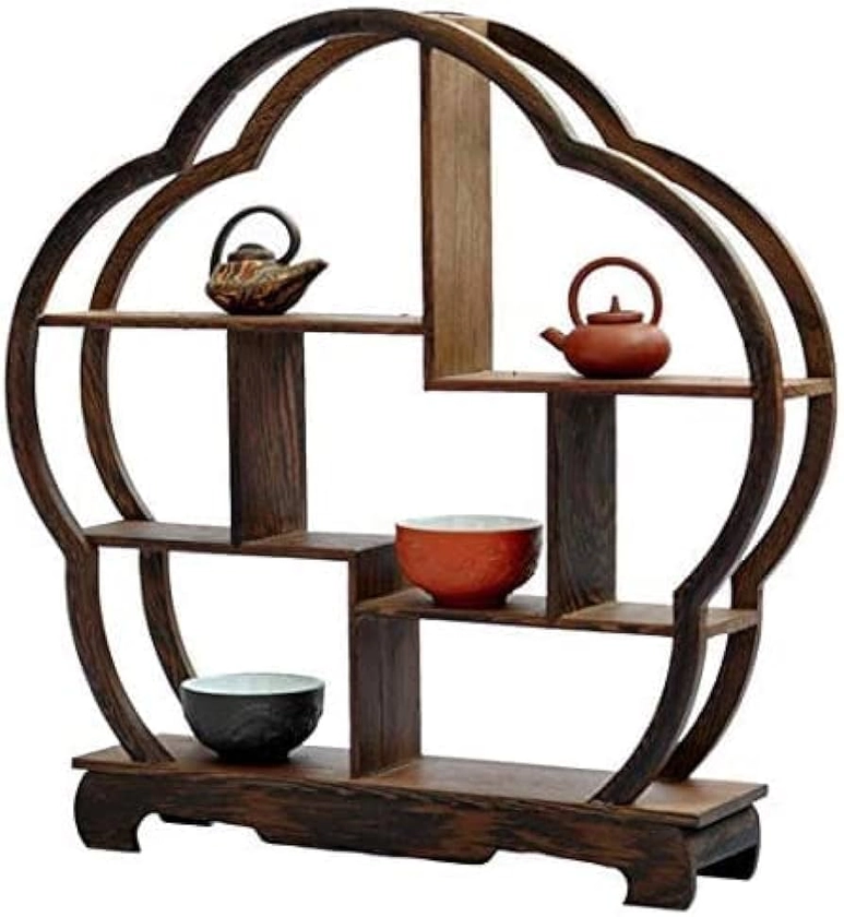 Amazon.co.jp: Chinese Style Modern Wooden Rack, Teaware, Incense Burner, Flower Stand, Wood, Decorative Shelf, Ceramic, Bonsai, Chinese Teaware, Vase, Storage, Flower Stand, Rice-like Shelf, Chinoiserie (Flower : Home & Kitchen