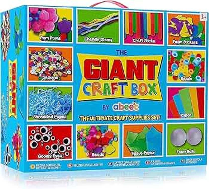 abeec Giant Craft Kit for Kids | Arts and Crafts Supplies Kit | Comprehensive Craft Box for Ages 5 and Over, Ideal for Both Boys and Girls