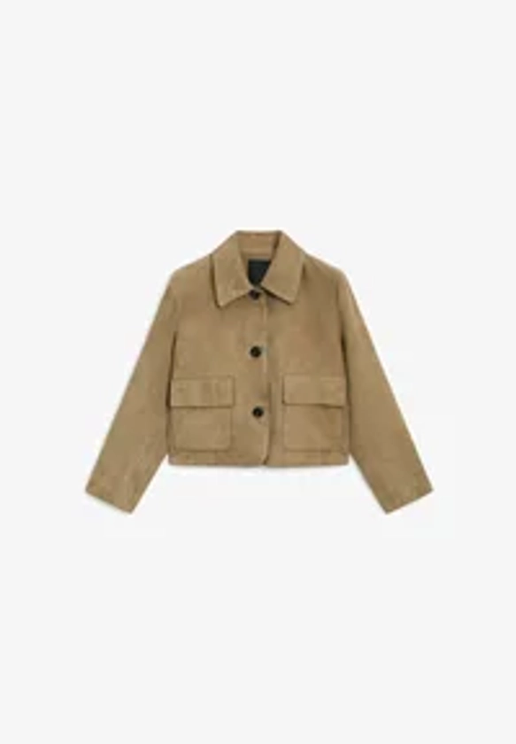 Massimo Dutti SPLIT WITH POCKETS - Veste en cuir - camel - ZALANDO.FR