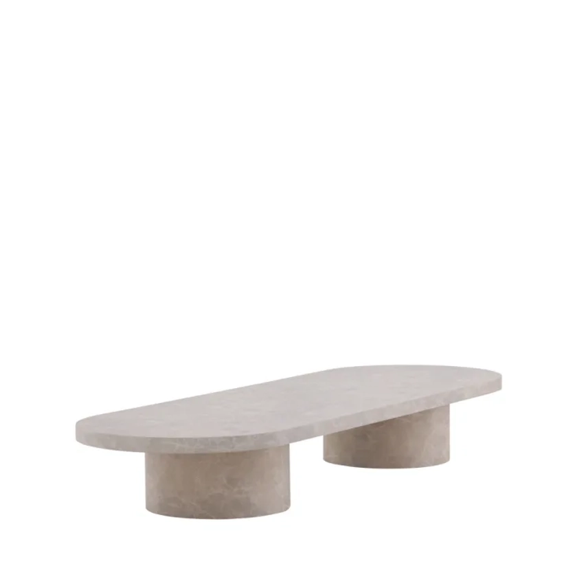 Table basse ovale en effet marbre 190x60cm - Beige Narvik | Maisons du Monde