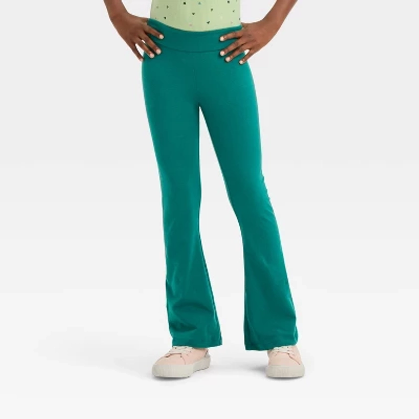 Girls' Flare Leggings - Cat & Jack™ Dark Green M