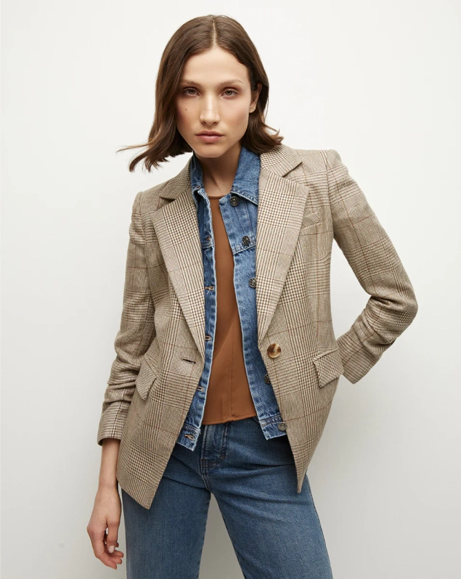 Battista Plaid Dickey Jacket in Ecru/Ochre | Veronica Beard