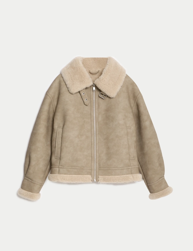 Faux Shearling Collared Jacket