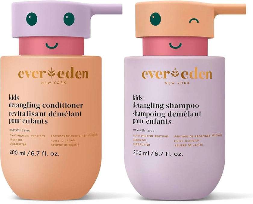 Evereden Happy Hair Duo Kids Shampoo and Conditioner Set - Clean, Vegan, & Tear-Free Shampoo and Conditioner for Kids - Detangles, Strengthens, & Smooths - Hair Detangler for Kids with Any Hair Type