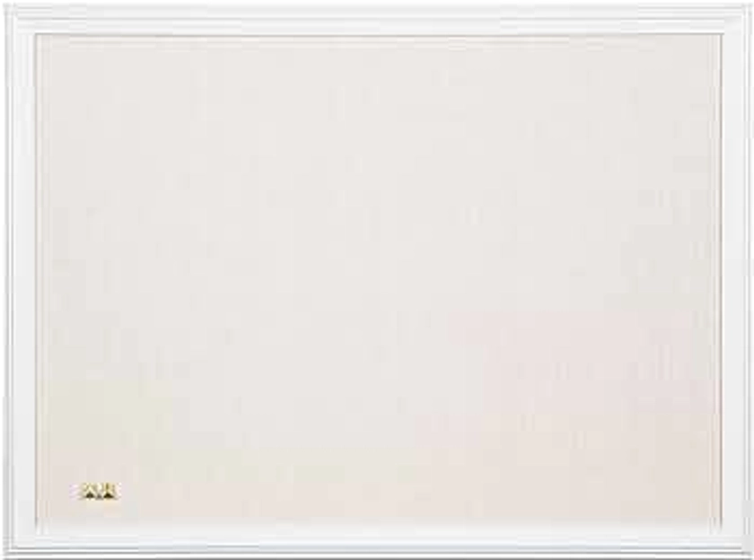 U Brands Farmhouse Linen Bulletin Board, 23"x17", White Wood Style Frame, Industrial Grade Pinning Surface