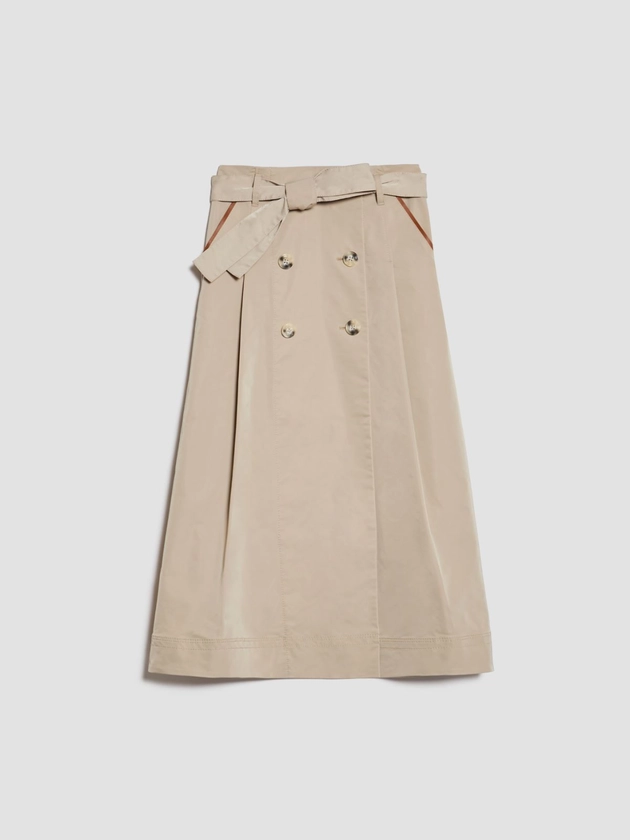 Midi-length corolla skirt from technical fabric, beige | MAX&Co. 