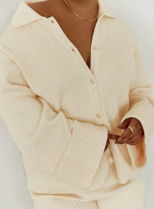 Jhett Long Sleeve Knit Shirt Cream Curve