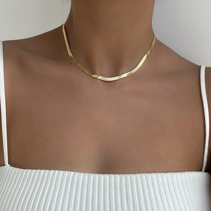 Herringbone Necklace - Available Gold Or Silver - PRYA UK