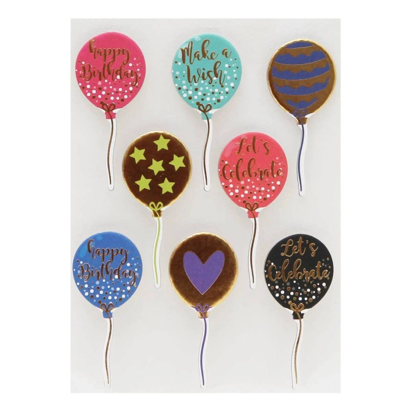 Buy Birthday Balloon Chipboard Toppers 8 Pack for GBP 2.30 | Hobbycraft UK