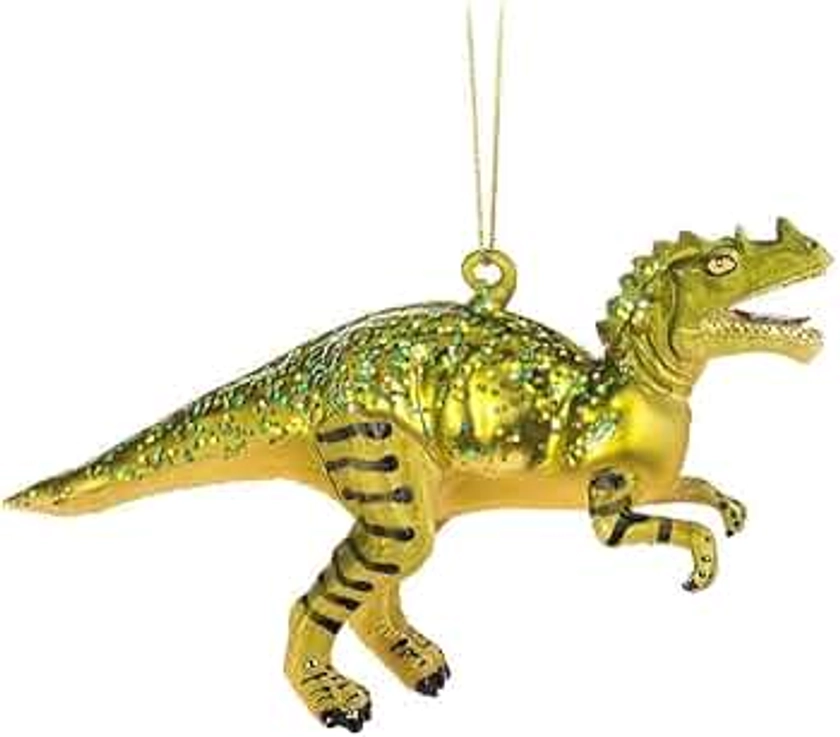 Abbott Collection Green T-Rex Ornament, Glass (6" L)