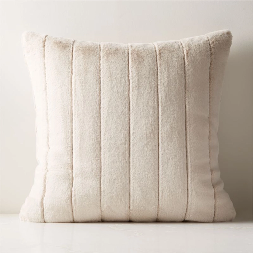 Channel Off-White Faux Fur Throw Pillow with Down-Alternative Insert 23" + Reviews | CB2