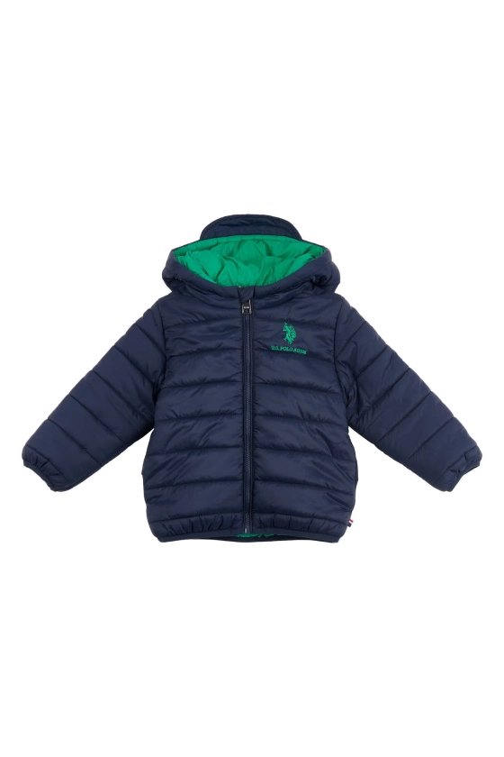 Boys Hooded Quilted Jacket in Navy Blue