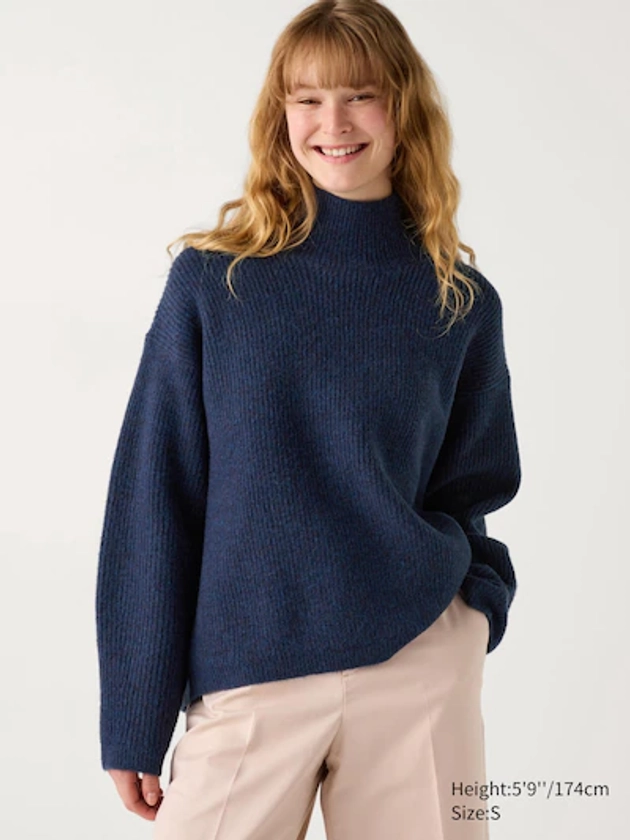 Pull en en Maille Soufflée Yarn Col Montant pour Femme | UNIQLO FR