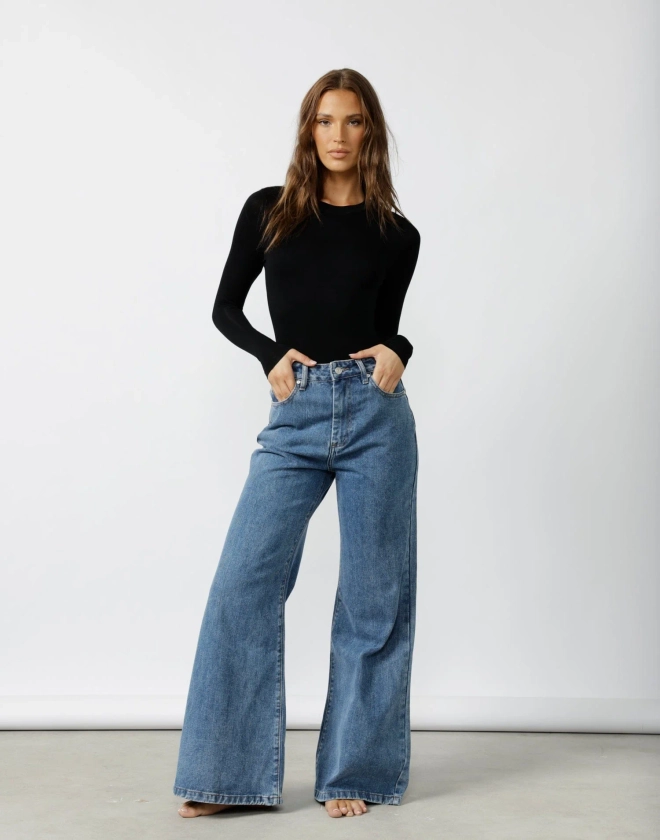 Ethan Wide Leg Jeans (Mid Wash)
