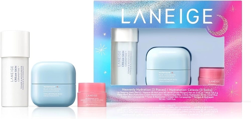 Amazon.com: LANEIGE Heavenly Hydration Set: Cream Skin, Water Bank Cream, Lip Sleeping Mask, Water Sleeping Mask, Travel Size, Full Size, Hydrate, Barrier-Boosting : Beauty & Personal Care