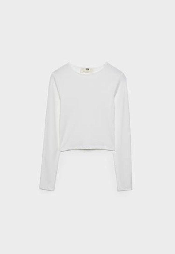 Long sleeve polyamide T-shirt - Women's T-shirts | Stradivarius United Kingdom