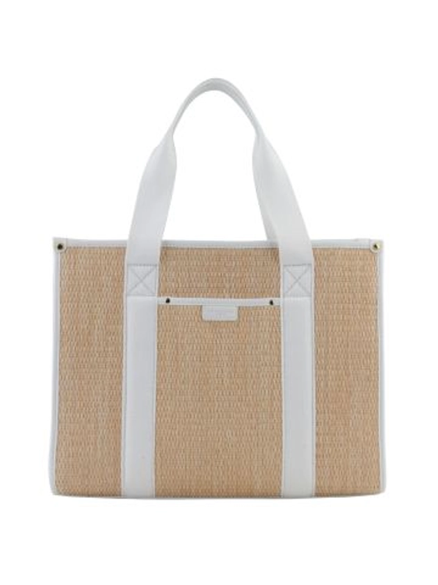 Straw match | white tote bag