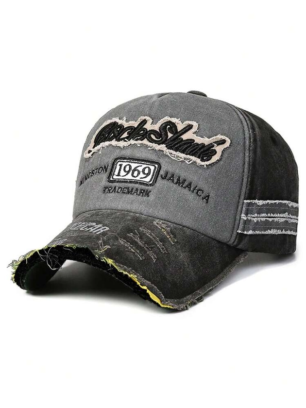 A Unisex Vintage Distressed Washed-Out Hole Casual Baseball Cap, Suitable For Daily Wear