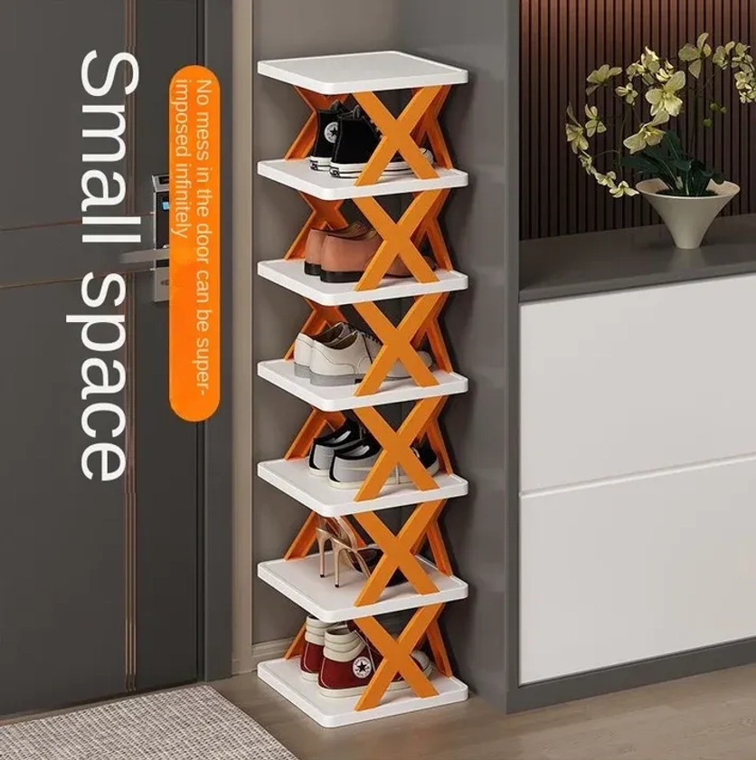 5-Layer Multi-Functional Rack Versatile Stackable Organizer for Shoes, Kitchen rack, Bedroom corner racks, Lounge portable shelves- X Rack, Space-Saving Plastic Cabinet, Easy Assembly, Ideal for Home Storage & Closet Shoe Shelf