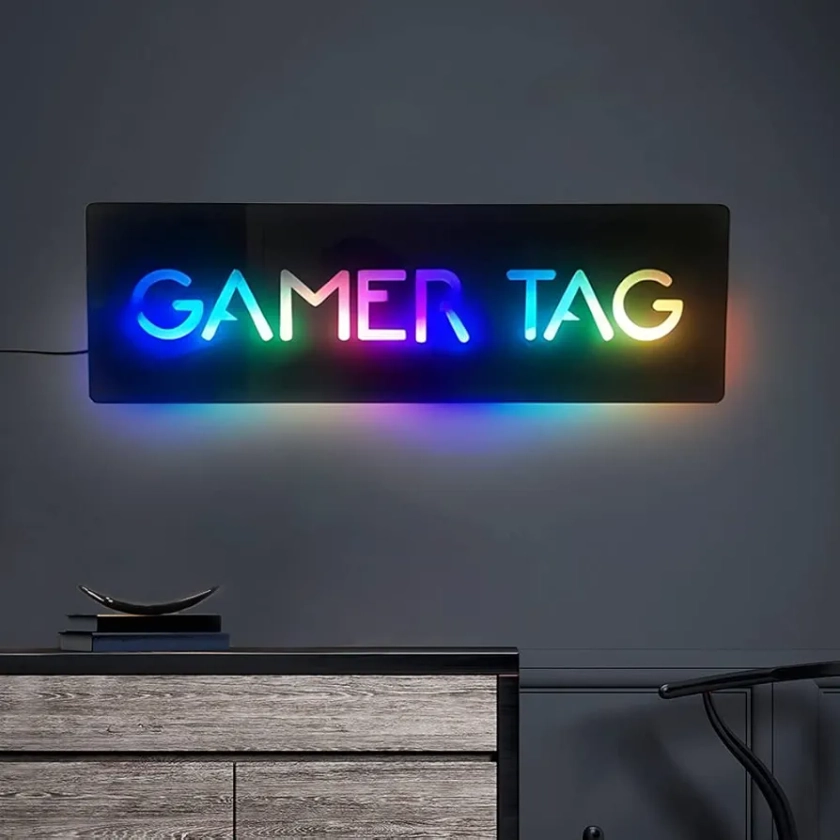 LED Game Neon Sign Personalized Gamer Metal Sign Wall Art Lamp Custom Name Gamer Night Lights with 7 Colors Home Decor Gamer Sign for Teen Boys Game Room Decor Bedroom Wall Decoration(Style 2)