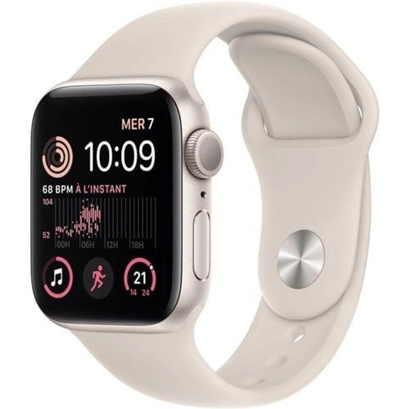 Apple Watch Series SE 2 (2022) GPS + Cellular 40 mm - Aluminium Lumière stellaire - Bracelet sport Lumière stellaire