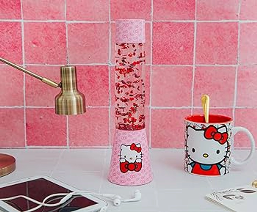 Ukonic Sanrio Hello Kitty Glitter Motion Mood Light | Nightstand Table Lamp for Bedroom, Desk | 12 Inches Tall