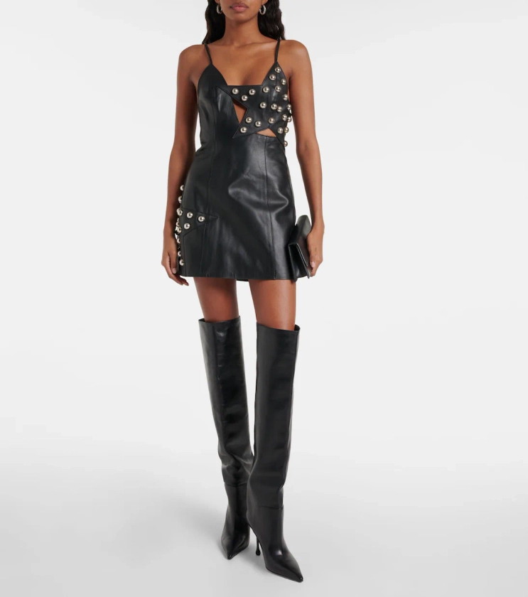 Studded leather minidress in black - Area | Mytheresa