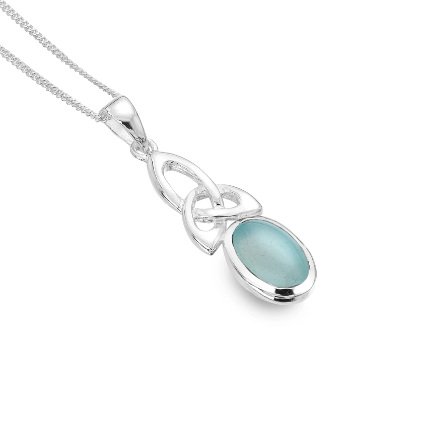 Blue chalcedony celtic heritage pendant