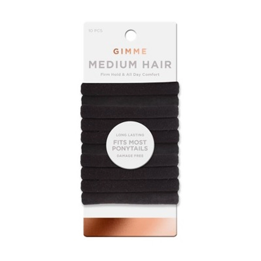 Gimme Beauty Medium Hair Tie Bands - Black - 10ct