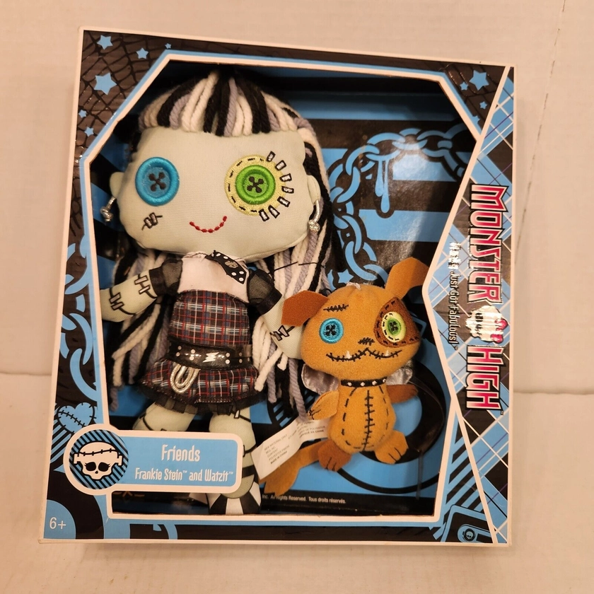 MONSTER HIGH FRIENDS PLUSH DOLL FRANKIE STEIN & WATZIT ~ RETIRED ~ RARE 2009