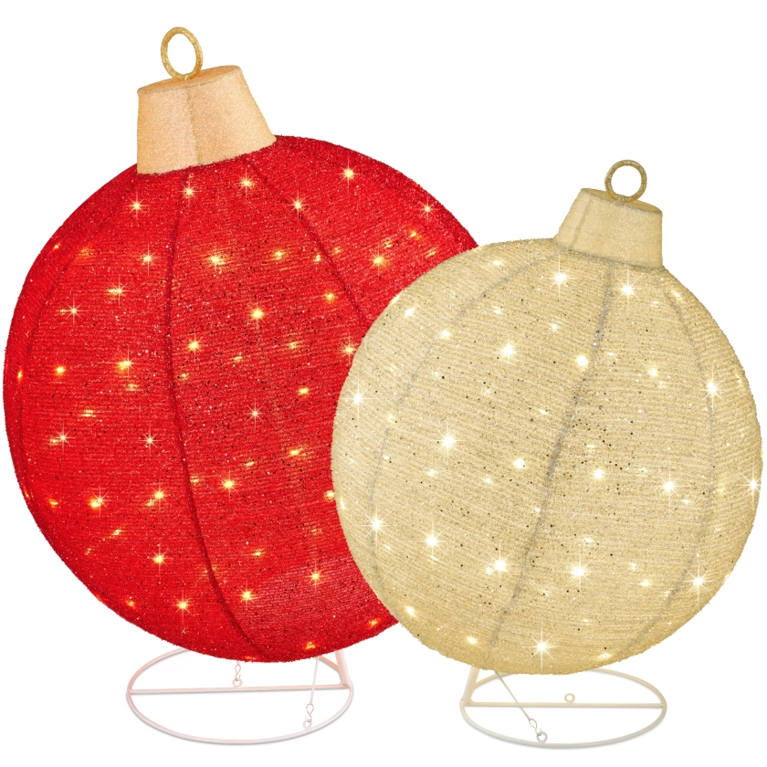 Best Choice Products 2pc Lighted Pop-Up Christmas Ornaments Outdoor Holiday Decoration w/ 180 LED Lights - Red/Gold - Walmart.com