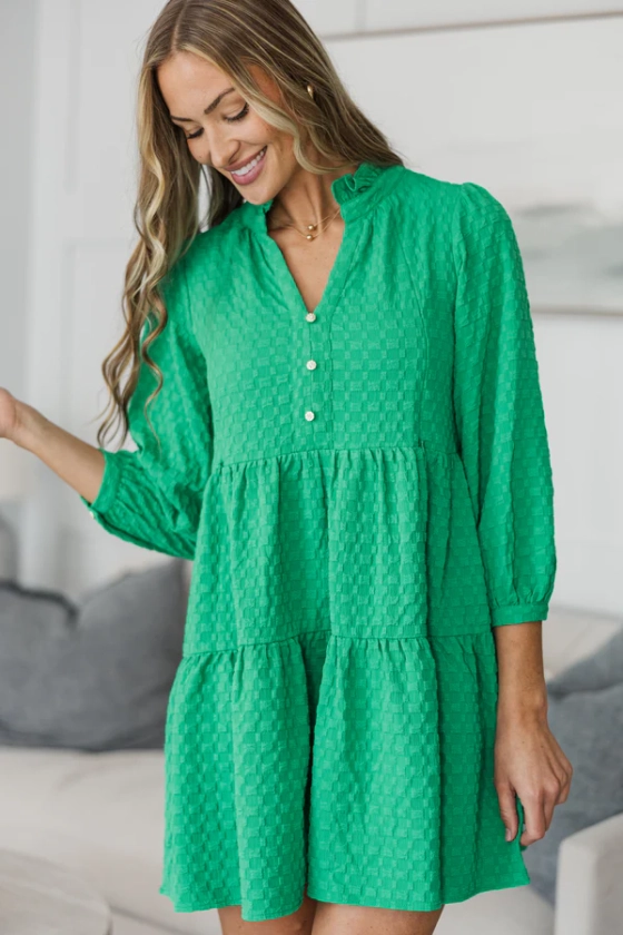 NURSING COLLECTION: All Up To You Green Textured Dress