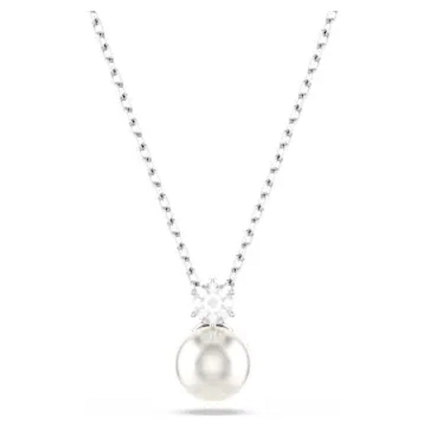 Matrix pendant, Crystal pearl, Round cut, White, Rhodium plated by SWAROVSKI