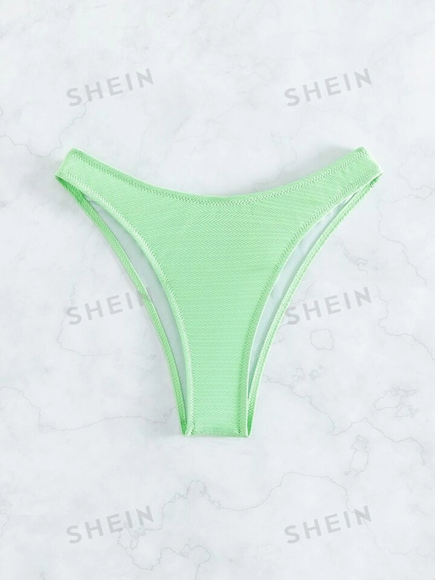SHEIN Swim Basics Plain High Cut Bikini Bottom