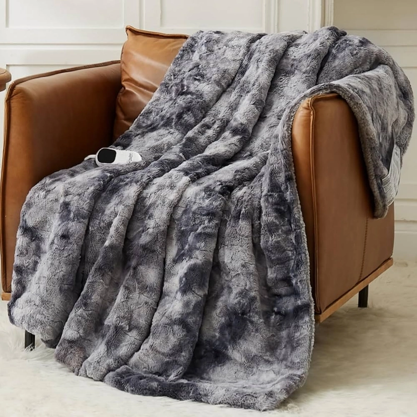 Amazon.com: Homemate Heated Blanket Electric Throw - 50x60 Heating Throw 5 Gears Auto-Off 10 Heat Levels, Over-Heat Protection Luxury Faux Fur Sherpa Heater Blanket Electric ETL Certification : Home & Kitchen