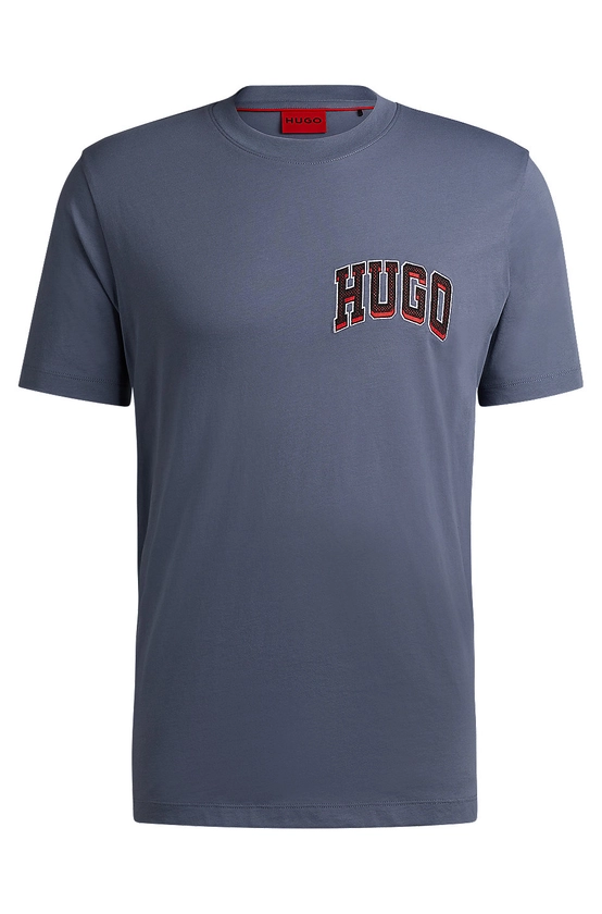 HUGO - T-shirt Regular Fit en jersey de coton avec logo sportif