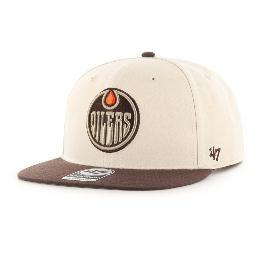 Men's NHL Edmonton Oilers '47 Brand Pop Shadow Natural Captain Snapback Adjustable Hat