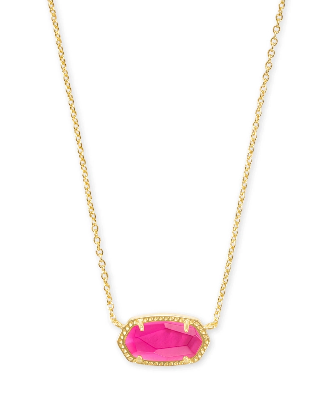 Elisa Gold Pendant Necklace in Bright Pink Kyocera Opal | Kendra Scott