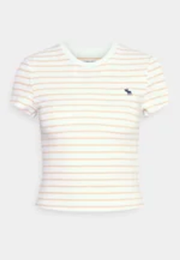 Abercrombie & Fitch ICON CREW BABY TEE STRIPE - T-shirt imprimé - white/desert mist/blanc - ZALANDO.FR