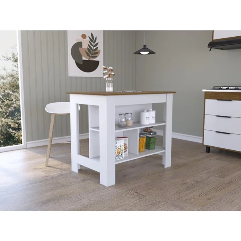 Cala 3-Shelf Wooden Kitchen Island