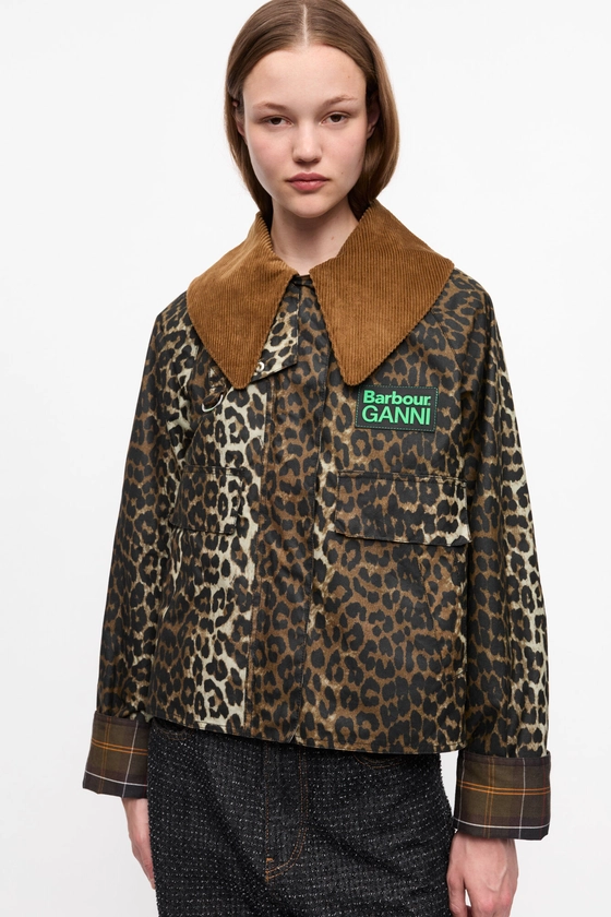 Leopard Anorak GANNI x Barbour Leopard Print Waxed | GANNI FR