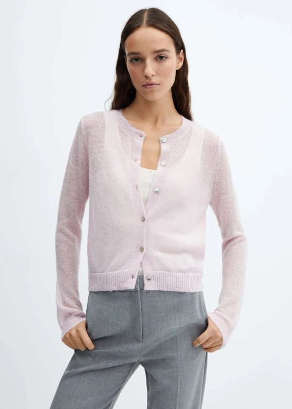 Cardigan with lurex buttons