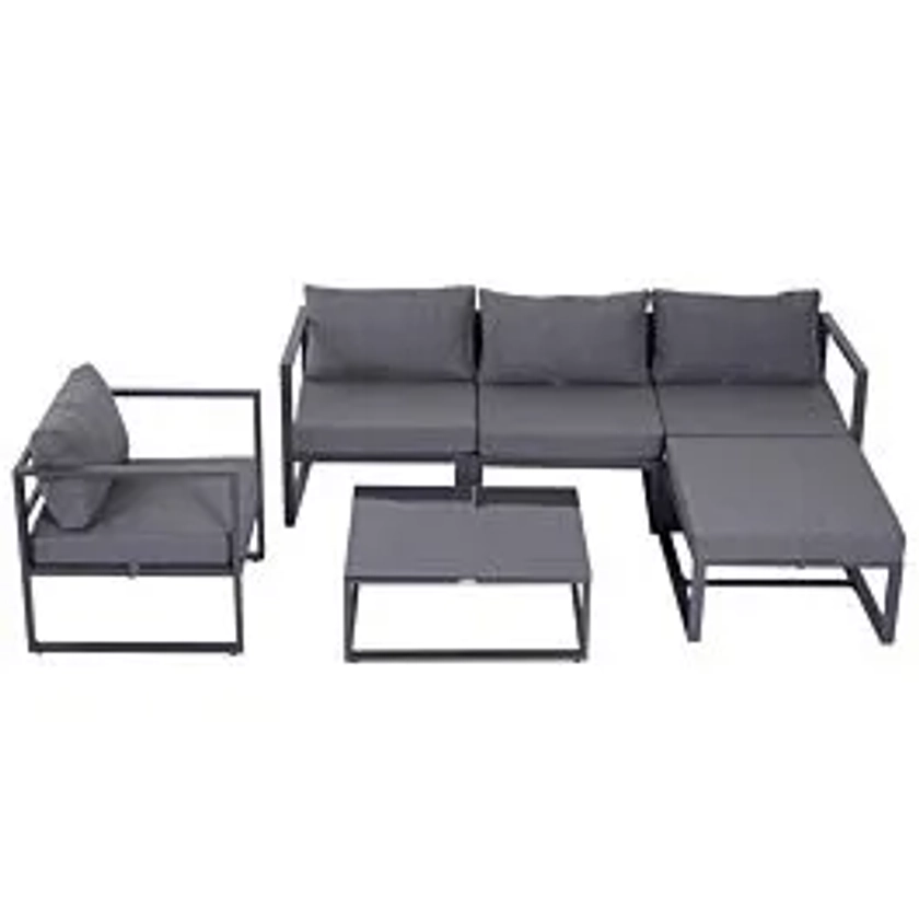 Outsunny 6 Piece Modular Garden Sofa Set - Grey